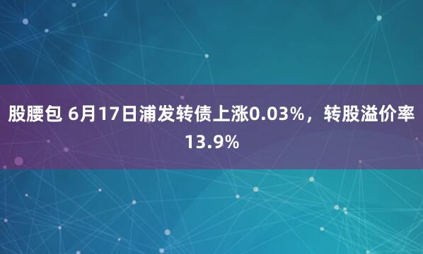 股腰包 6月17日浦发转债上涨0.03%，转股溢价率13.9%